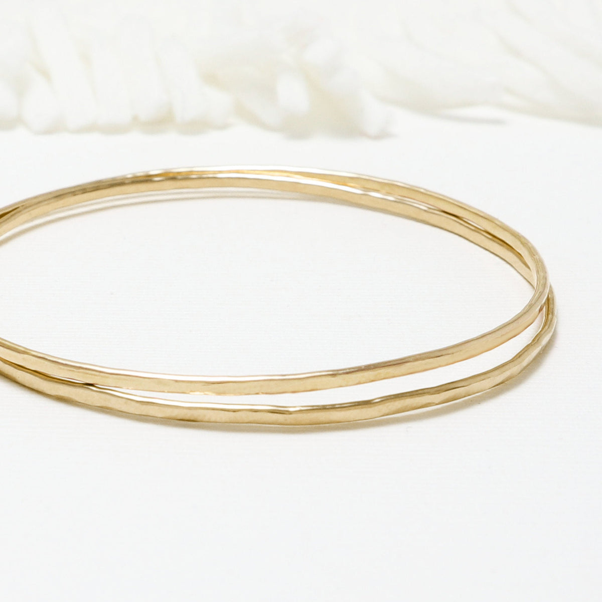 slim hammered 14k gold cuff