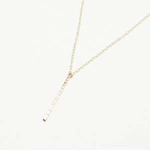 Accent Vertical Bar Line Hammered Long Necklace