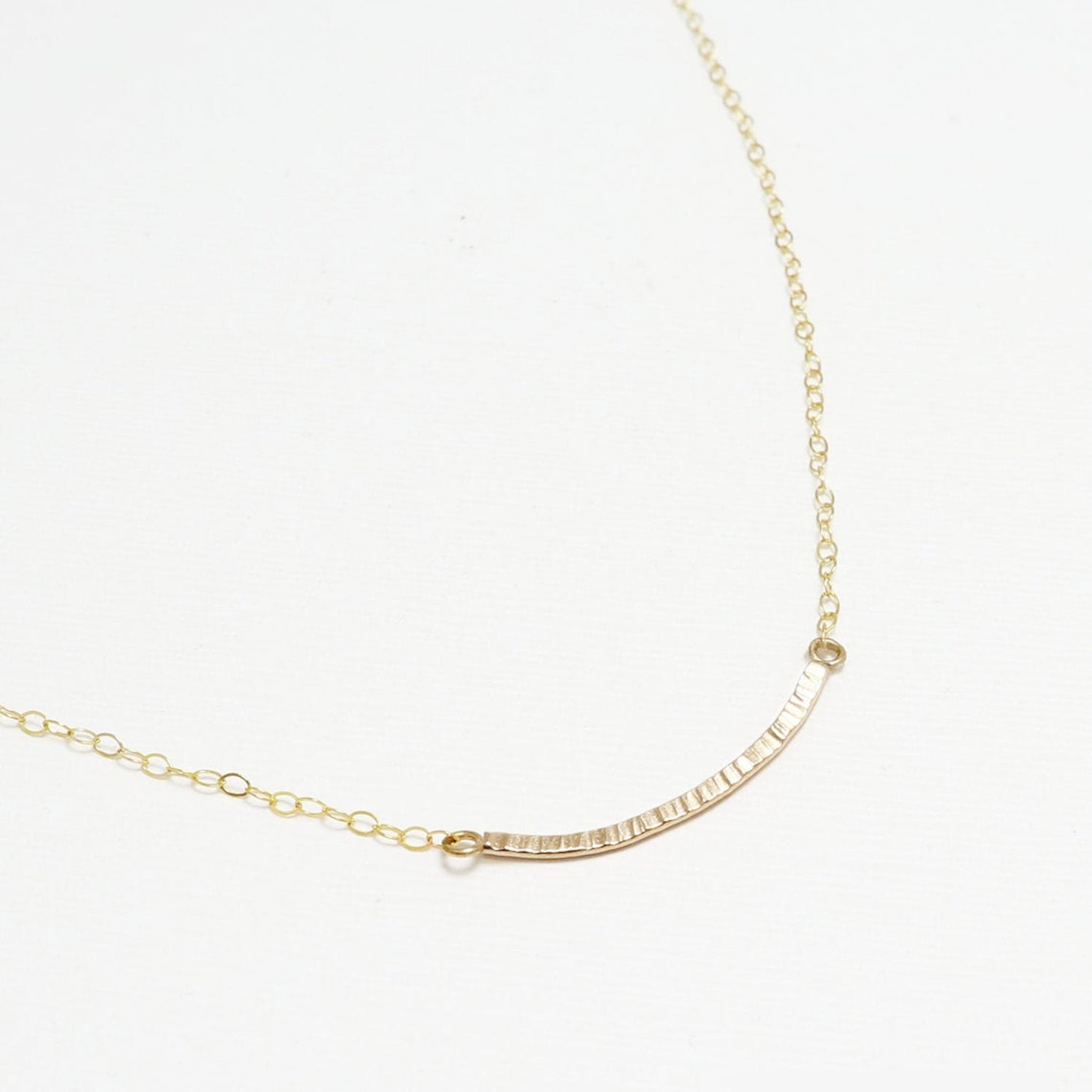 Accent Short Curved Line Hammered Necklace