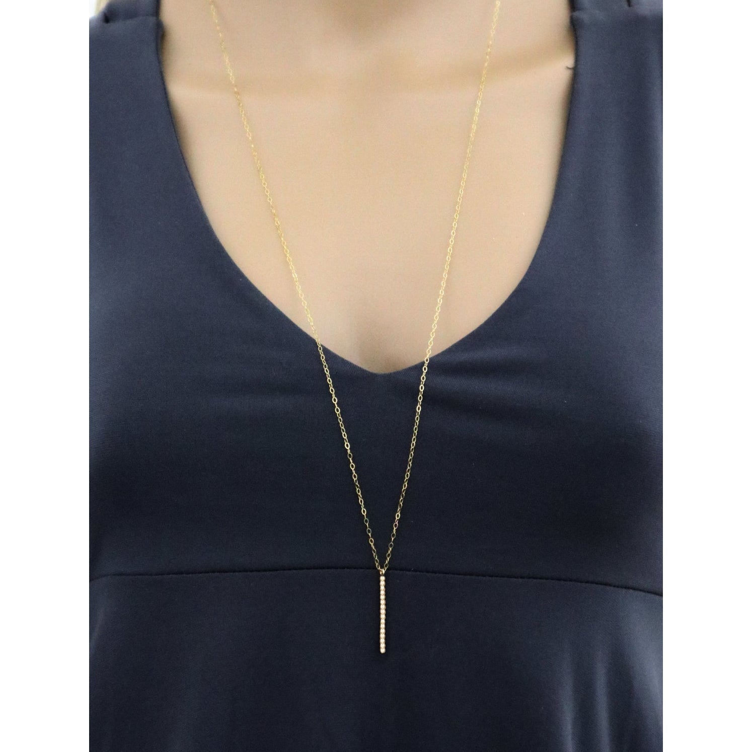 Accent Vertical Bar Beaded Long Necklace