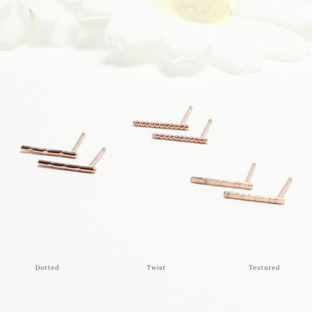Accent Rose Gold Textured Stud Earrings