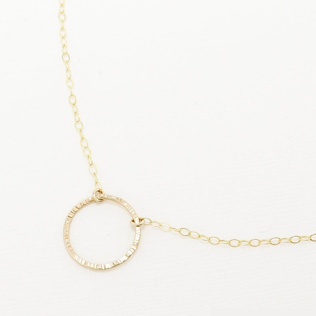 Unity Line Hammered Circle Necklace