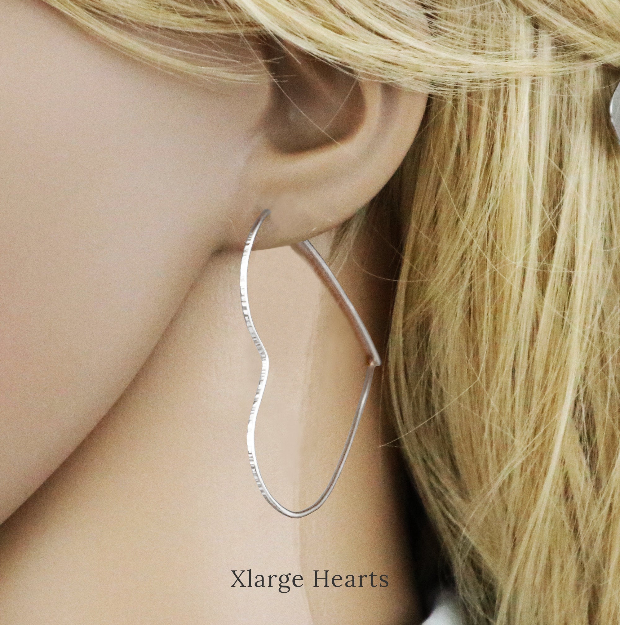 Heart Hoop Silver Large Earrings