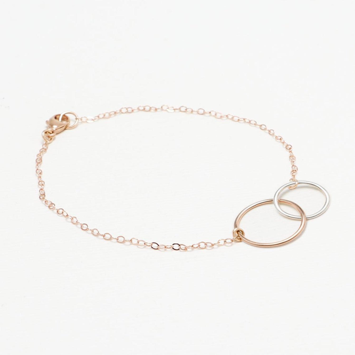 Unity Linked Dainty Circle RoseGold-Filled Bracelets