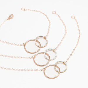 Unity Linked Dainty Circle RoseGold-Filled Bracelets