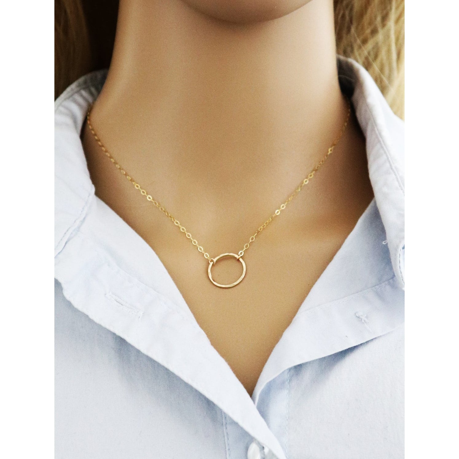 Unity Hammered Circle Necklace