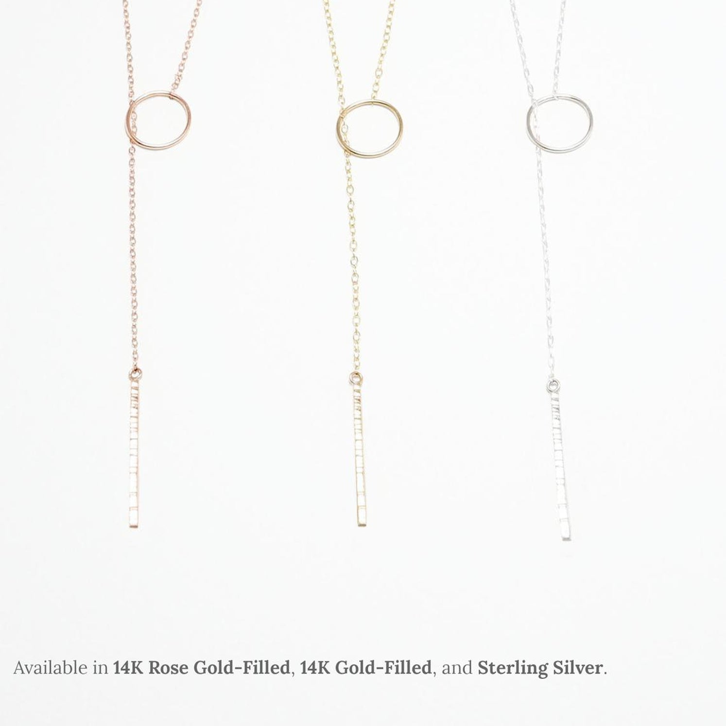 Accent Lariat Line Hammered Necklace