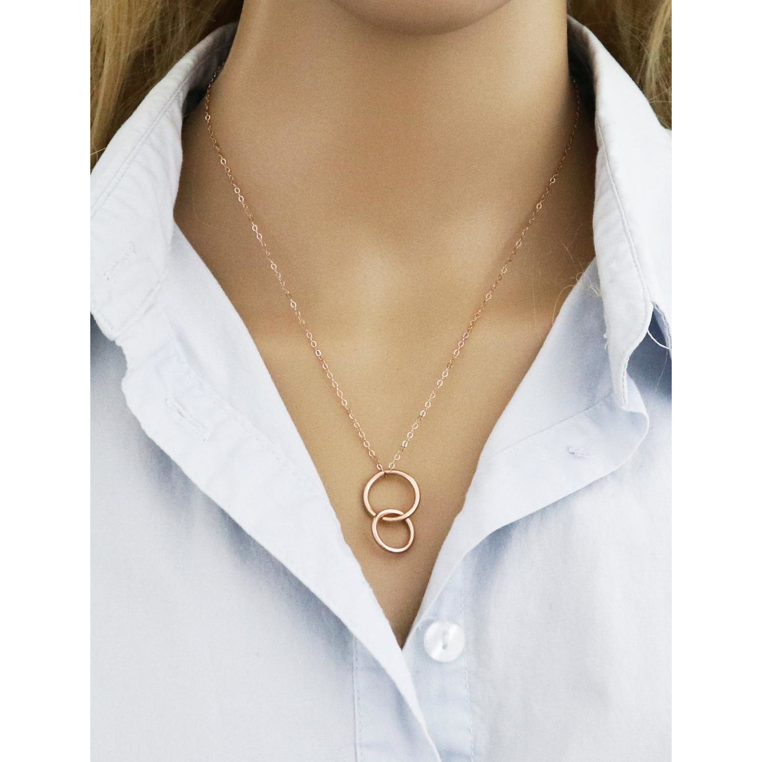 Unity Vertical Linked Circle RoseGold Necklace