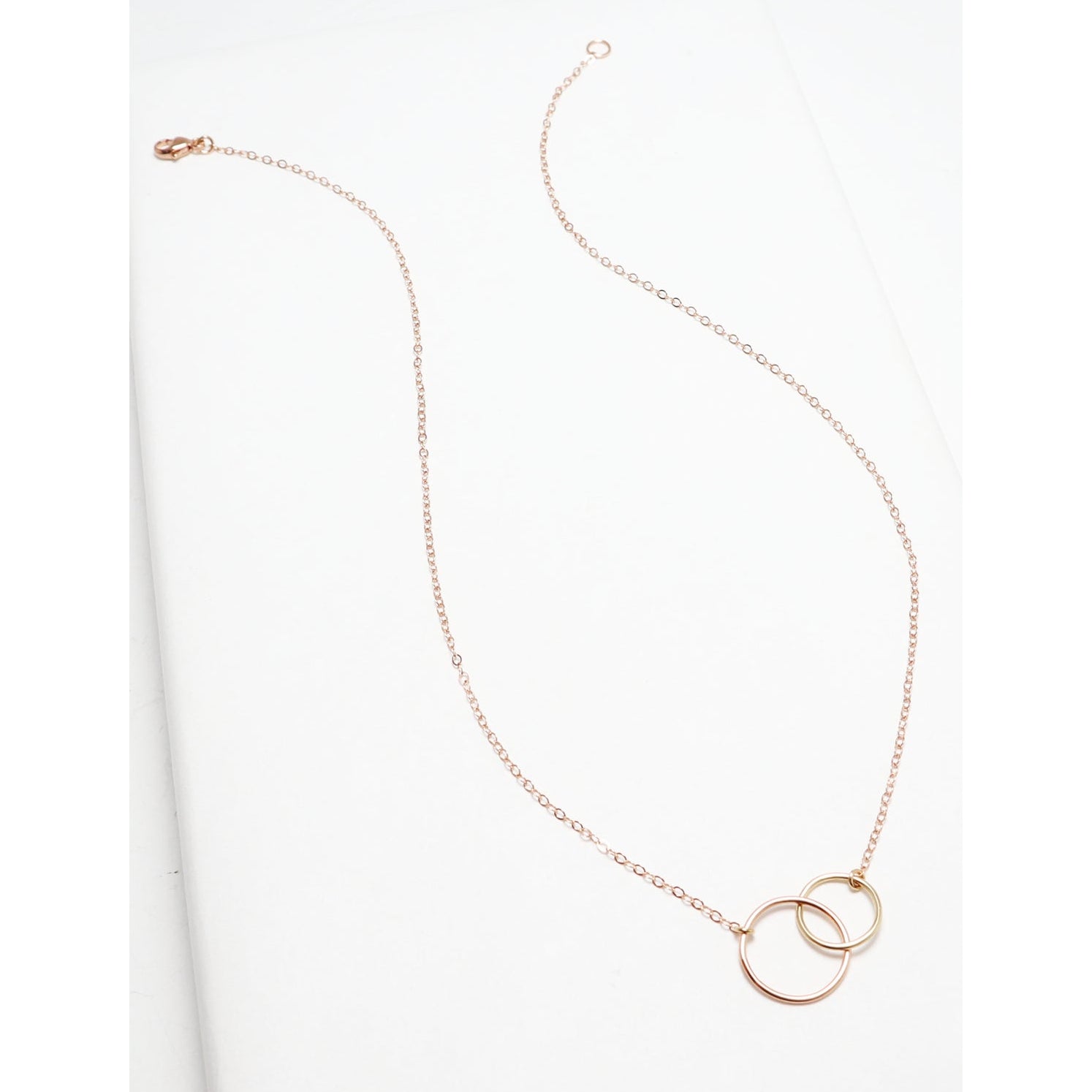 Unity Linked Dainty Circle RoseGold Necklace