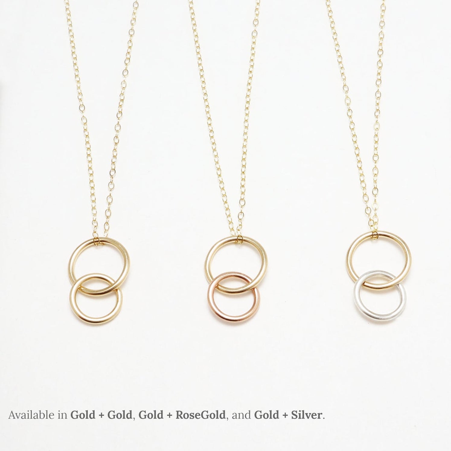 Unity Vertical Linked Circle Gold Necklace