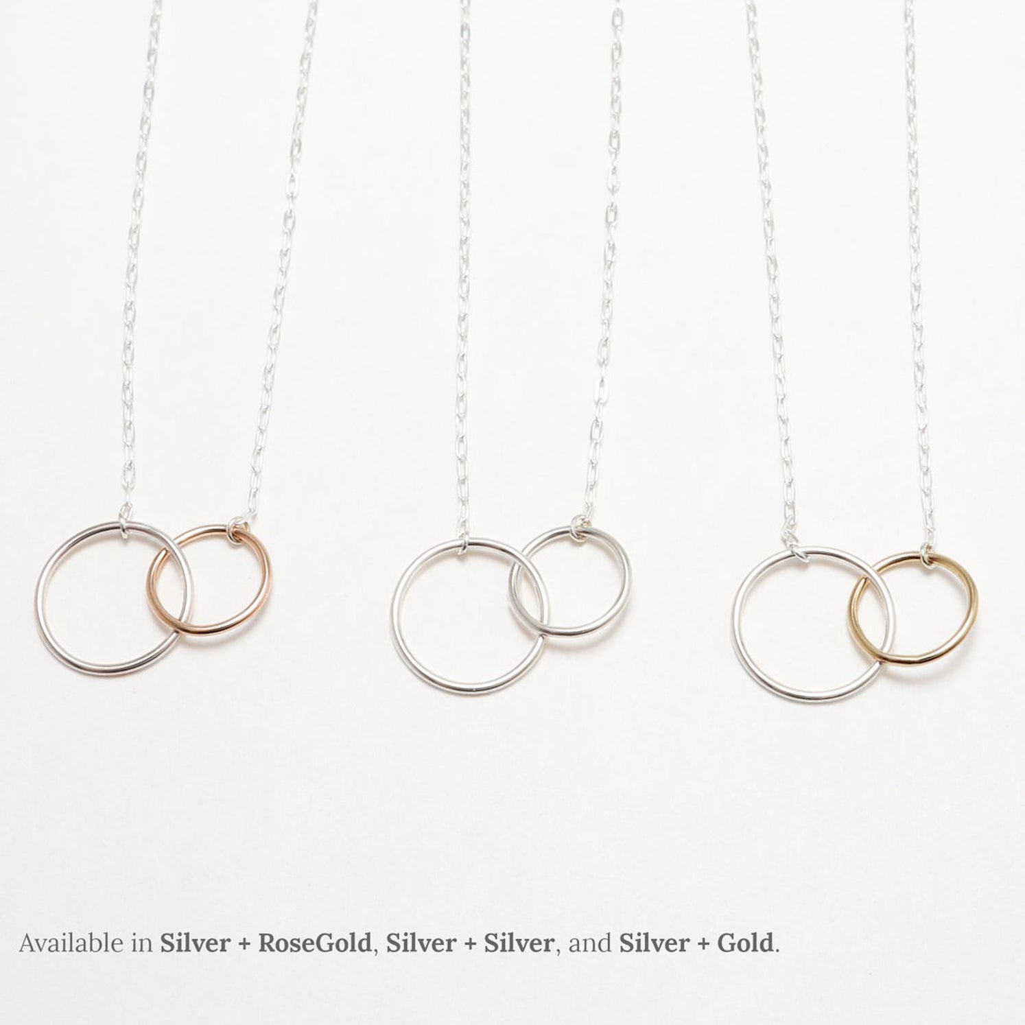 Unity Linked Dainty Circle Silver Necklace