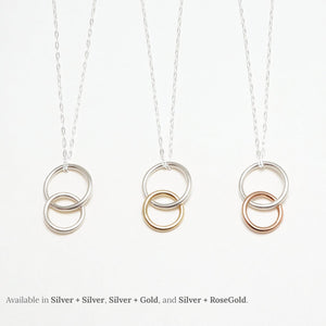 Unity Vertical Linked Circle Silver Necklace