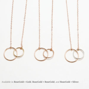 Unity Linked Dainty Circle RoseGold Necklace