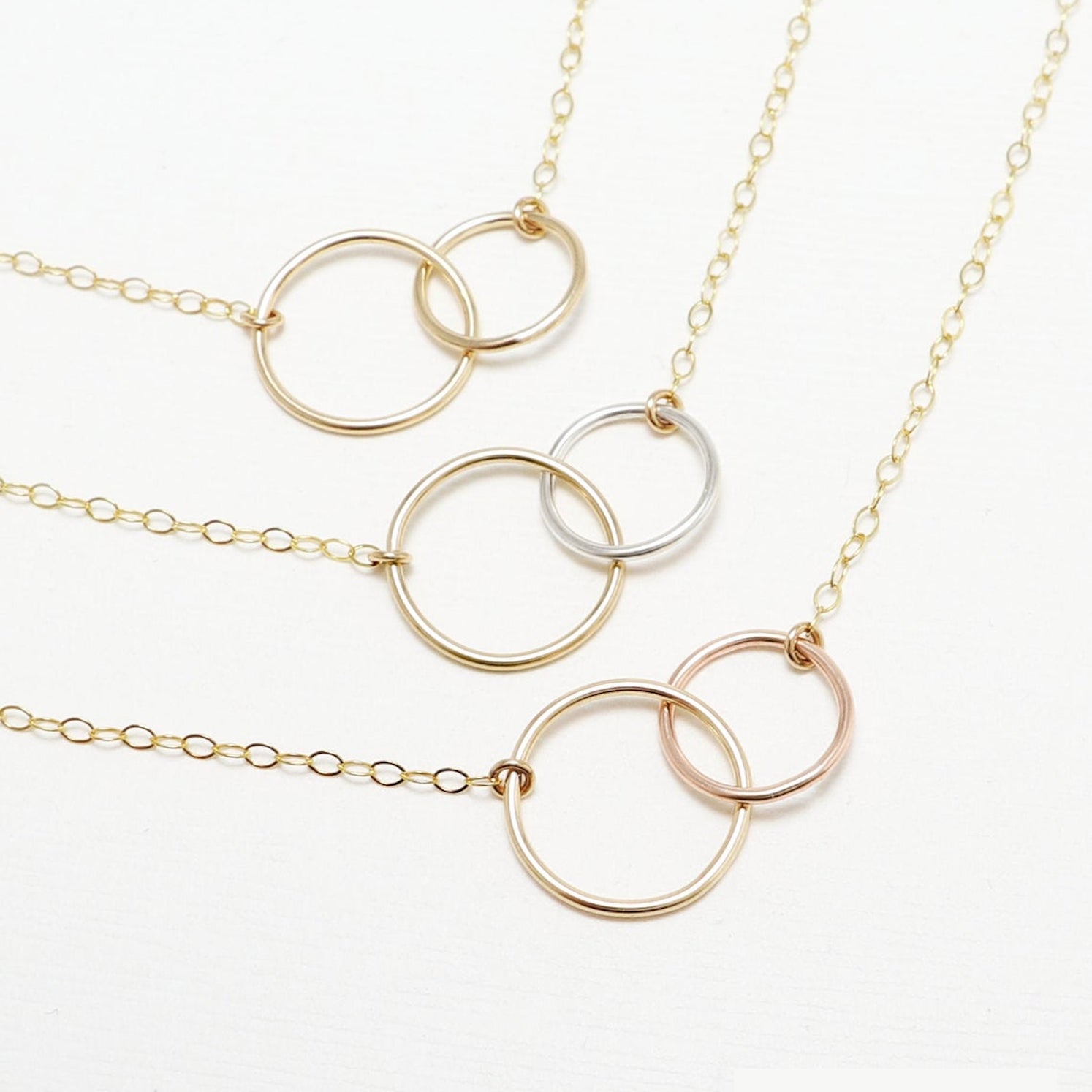 Unity Linked Dainty Circle Gold Necklace