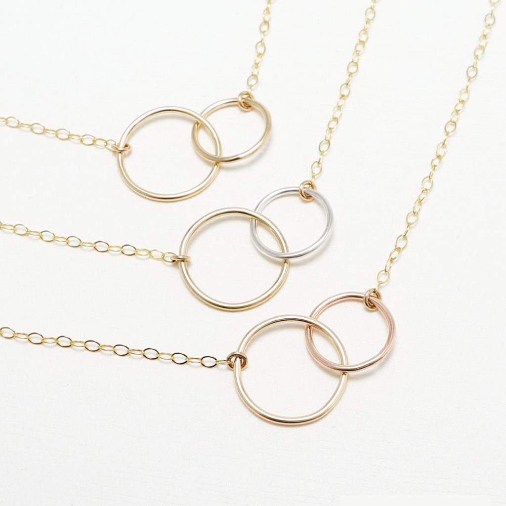 Unity Linked Dainty Circle Gold Necklace